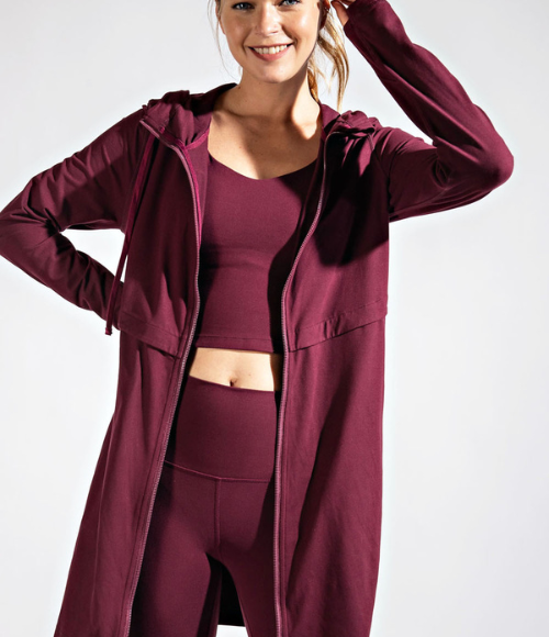 Long Hooded Active Jacket - Multiple Colors