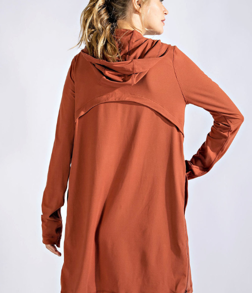 Long Hooded Active Jacket - Multiple Colors