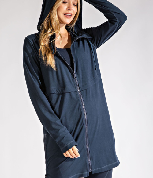 Long Hooded Active Jacket - Multiple Colors
