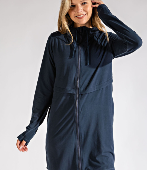 Long Hooded Active Jacket - Multiple Colors