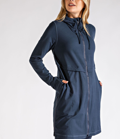 Long Hooded Active Jacket - Multiple Colors