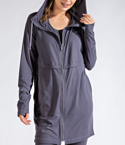 Long Hooded Active Jacket - Multiple Colors