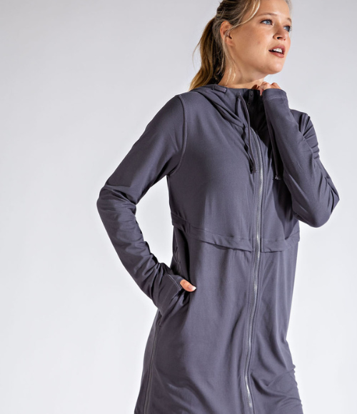 Long Hooded Active Jacket - Multiple Colors