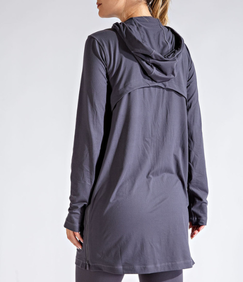 Long Hooded Active Jacket - Multiple Colors