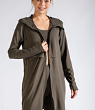 Plus Long Hooded Active Jacket - Multiple Colors