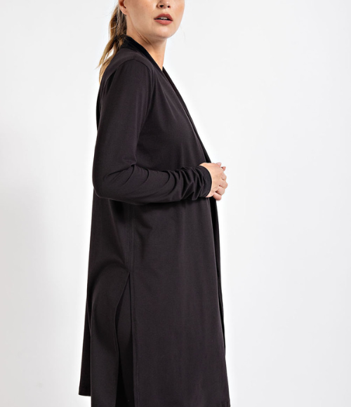 Long Sleeve Cardigan with Side Slits - Multiple Colors