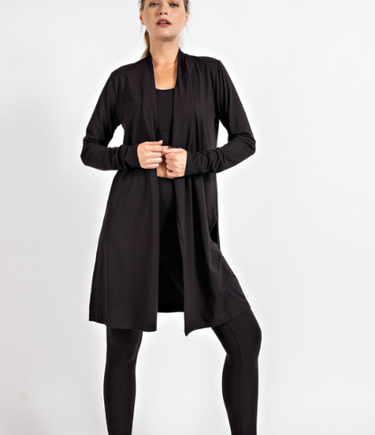 Plus Long Sleeve Cardigan with Side Slits - Multiple Colors