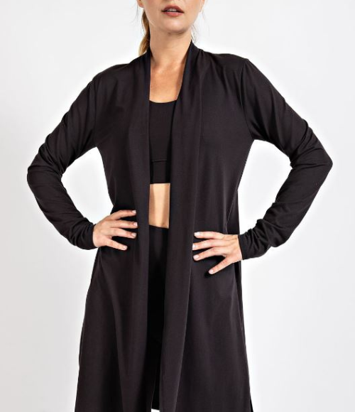 Long Sleeve Cardigan with Side Slits - Multiple Colors