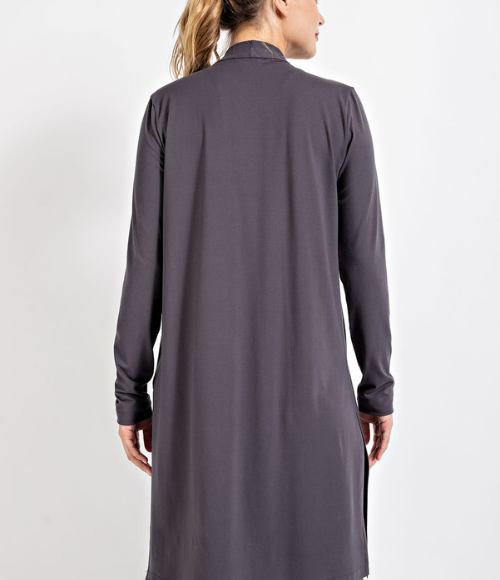 Long Sleeve Cardigan with Side Slits - Multiple Colors