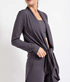 Plus Long Sleeve Cardigan with Side Slits - Multiple Colors