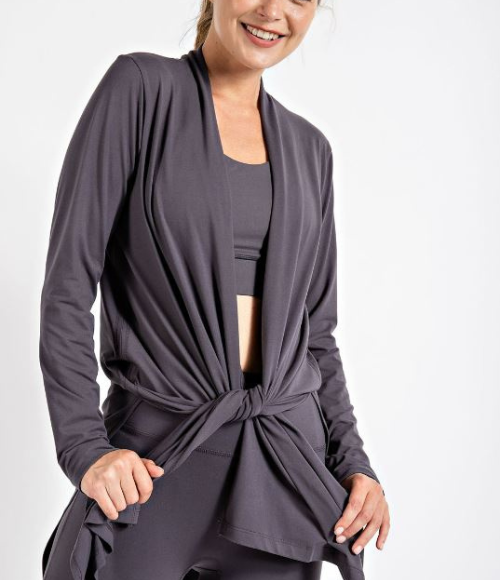 Plus Long Sleeve Cardigan with Side Slits - Multiple Colors