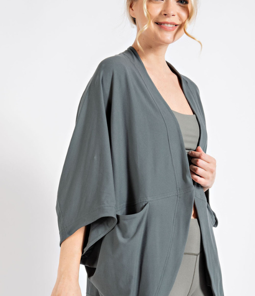 Cocoon Cardigan in Smoked Spruce, Large