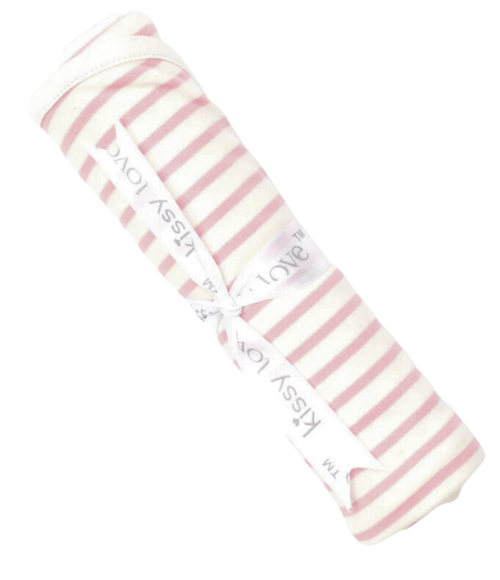 Kissy Love Pink Wide Stripes Blanket