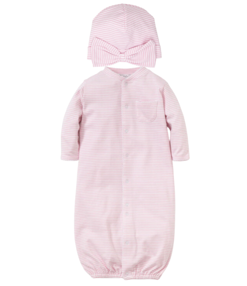 Kissy Pink Stripes Convertible Gown & Hat Set Kissy Pink Stripes Convertible Gown & Hat Set