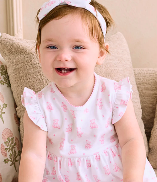 Kissy Pink Teddy Bears Skirted Dress