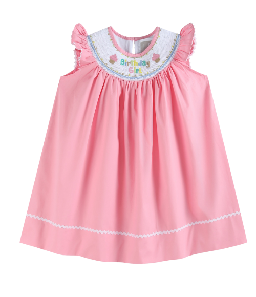 Birthday Girl Smocked Bishop Dress Birthday Girl Smocked Bishop Dress