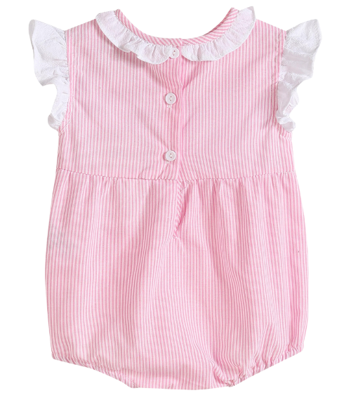 Lil Sister Pink Striped Smocked Bubble