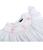 White & Pink Cross Bishop Dress