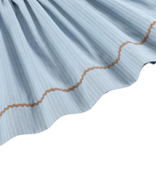 Light Blue Puppy Smocked Bishop Dress