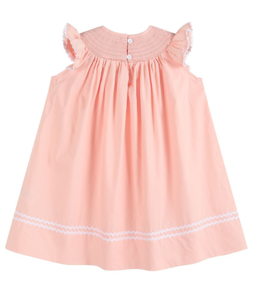 Light Peach Easter Smocked Bishop Dress