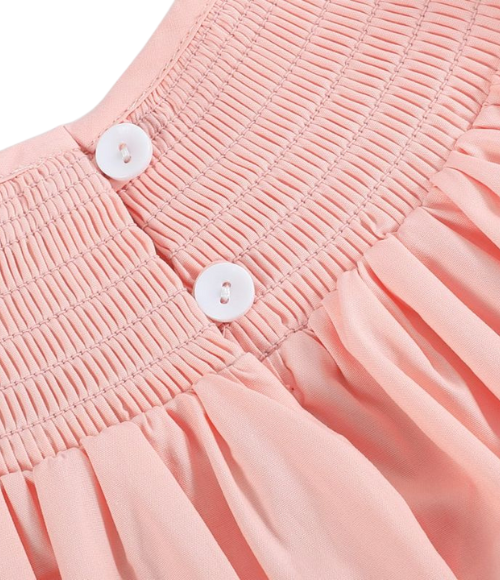 Light Peach Easter Smocked Bishop Dress