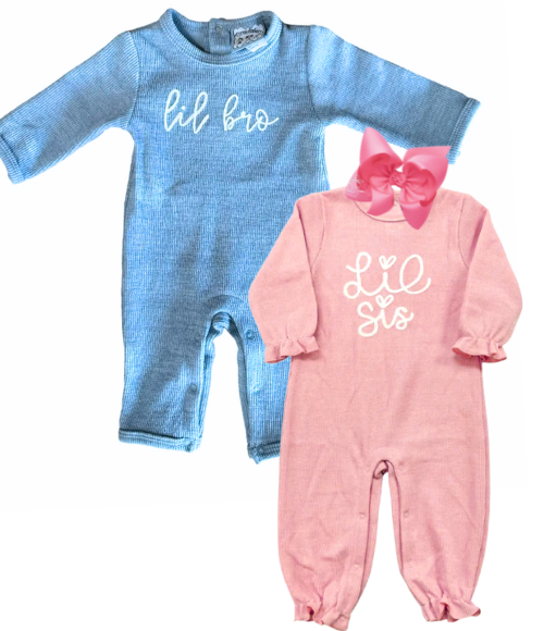Lil Sis & Lil Bro Long Sleeve Romper