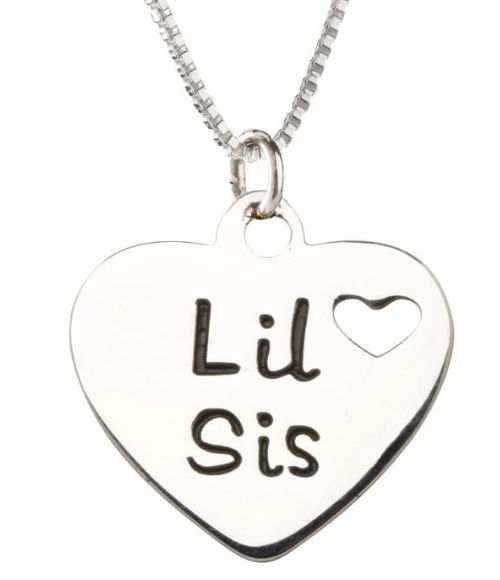 Little Sis Heart Charm Necklace