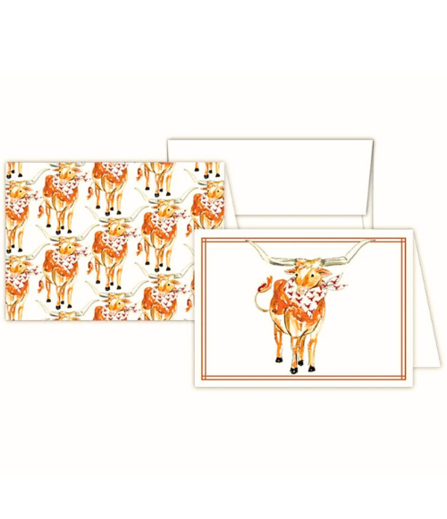 Texas Longhorn Handpainted Note Card Set