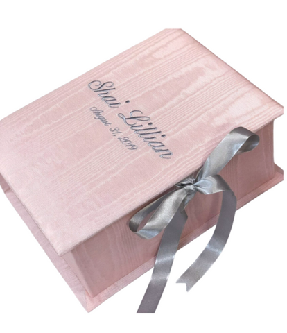 Striped Seersucker Cotton Medium Baby Keepsake Box
