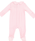 Pink Mini Gingham Smocked Snap Footie
