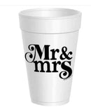 Mr. & Mrs. Styrofoam Cups in Gold