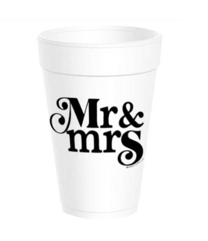 Mr. & Mrs. Styrofoam Cups in Gold