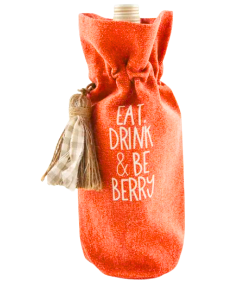 Orange Festive Wine Bag