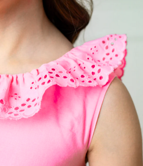 Organic Classic Pink Eyelet Party Dress