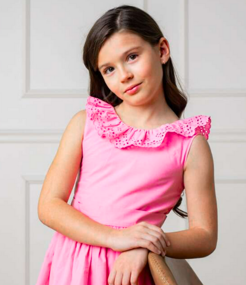 Organic Classic Pink Eyelet Party Dress