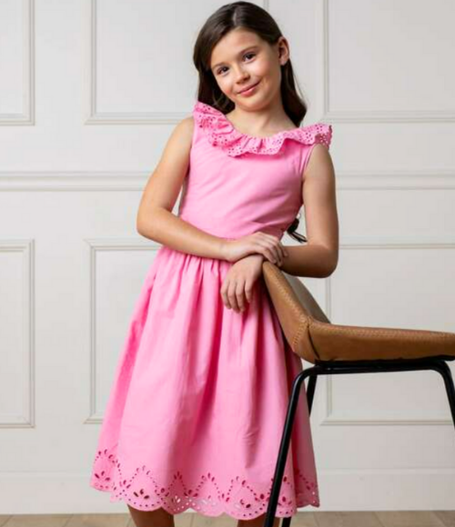 Organic Classic Pink Eyelet Party Dress