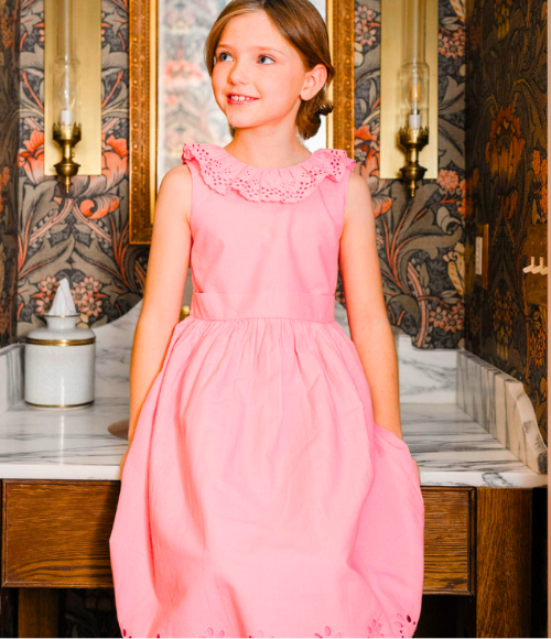 Organic Classic Pink Eyelet Party Dress
