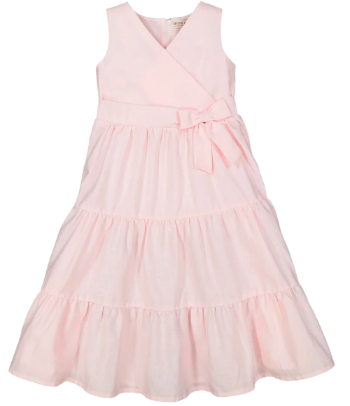Organic Pale Pink Tiered Wrap Dress