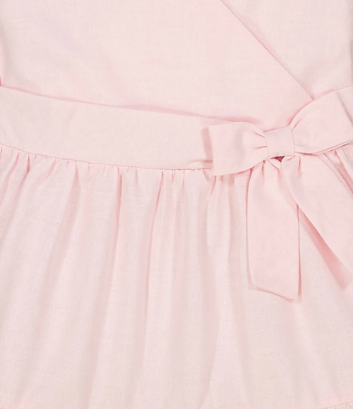 Organic Pale Pink Tiered Wrap Dress