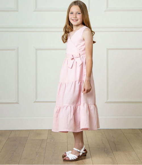 Organic Pale Pink Tiered Wrap Dress