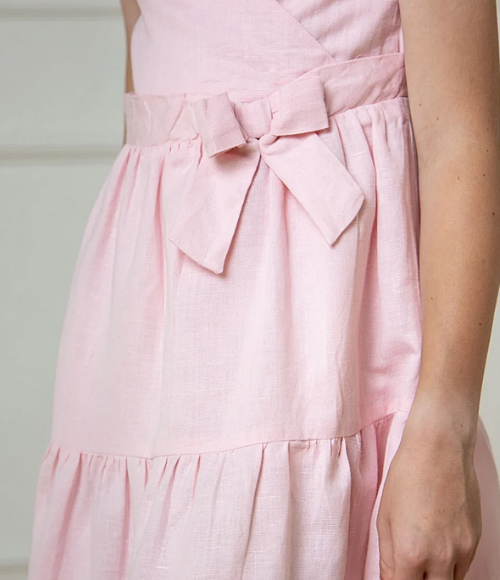 Organic Pale Pink Tiered Wrap Dress