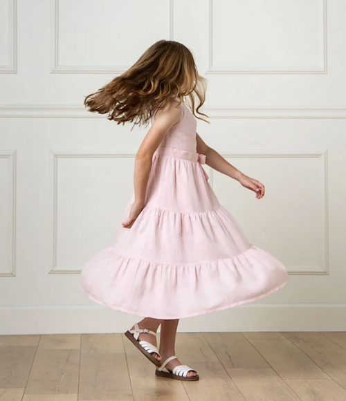 Organic Pale Pink Tiered Wrap Dress