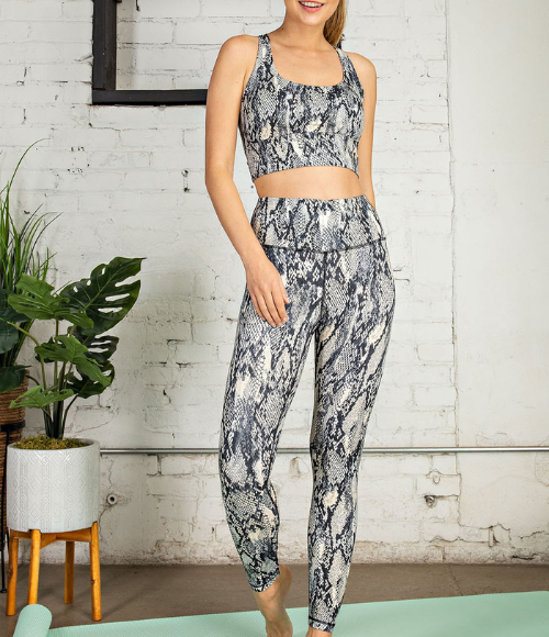 Navy Snake Print Full Length Leggings