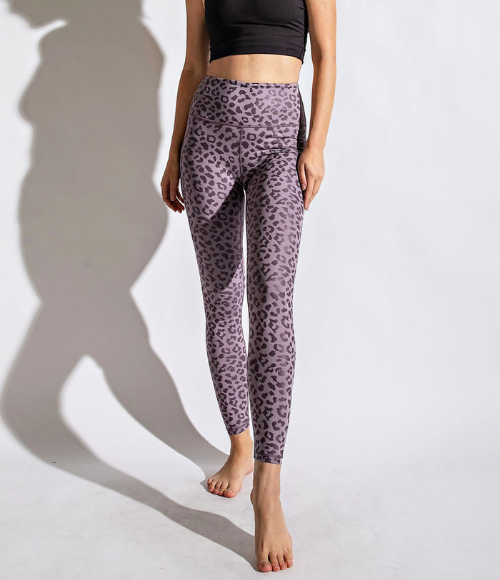 Leopard Chintz Full Length Leggings in Violet Verbena