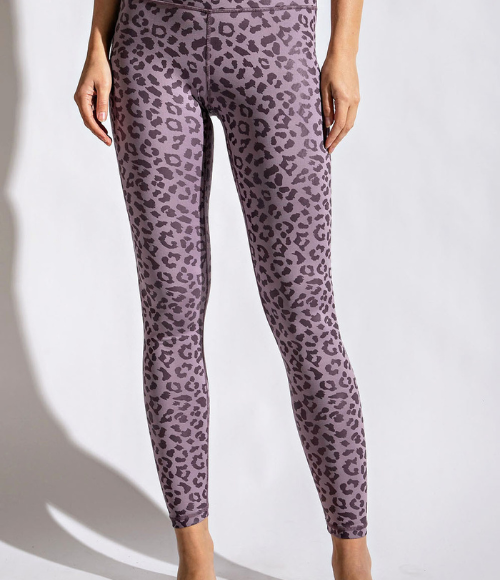 Leopard Chintz Full Length Leggings in Violet Verbena