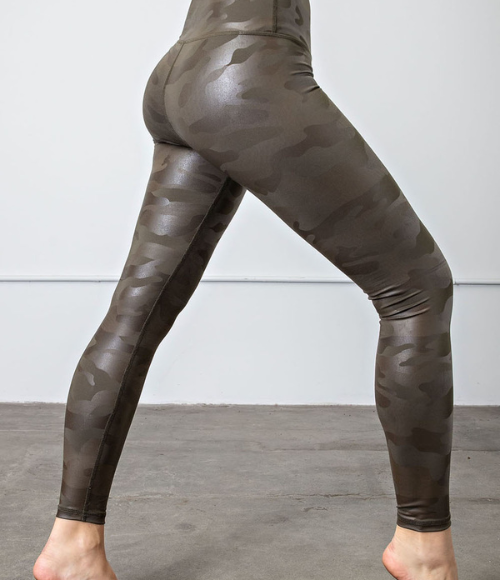 Camo Chintz Full Length Leggings in Olive