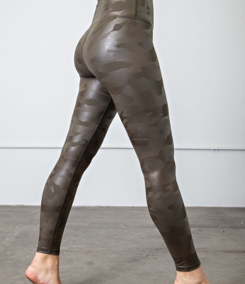 Camo Chintz Full Length Leggings in Olive