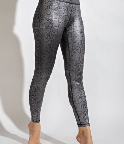 Snake Fog Foil Print Black Leggings