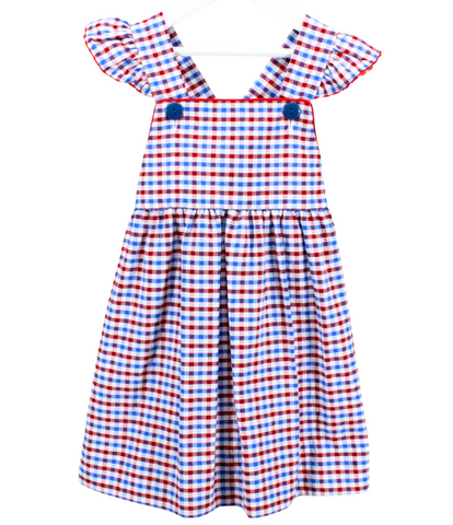 Strawberry Seersucker Smocked Bubble