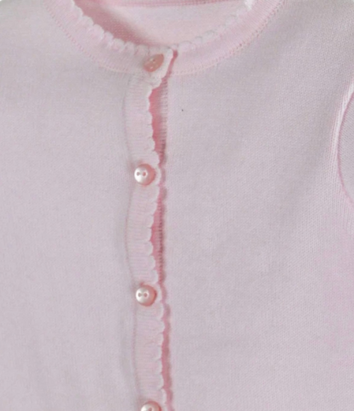 Scalloped Edge Cardigan in Baby Pink